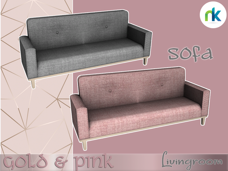 The Sims Resource - Nikadema Gold & Pink Sofa