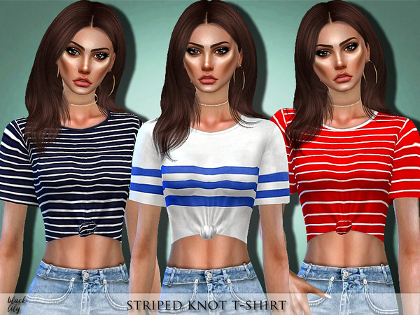 The Sims Resource - Striped Knot T-Shirt