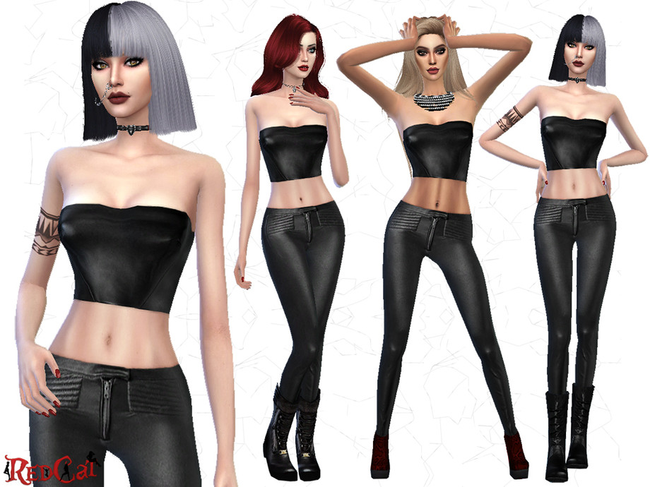 The Sims Resource - Leather Outfit Set