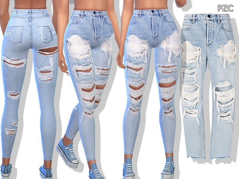 The Sims Resource - Blue Denim Ripped Jeans