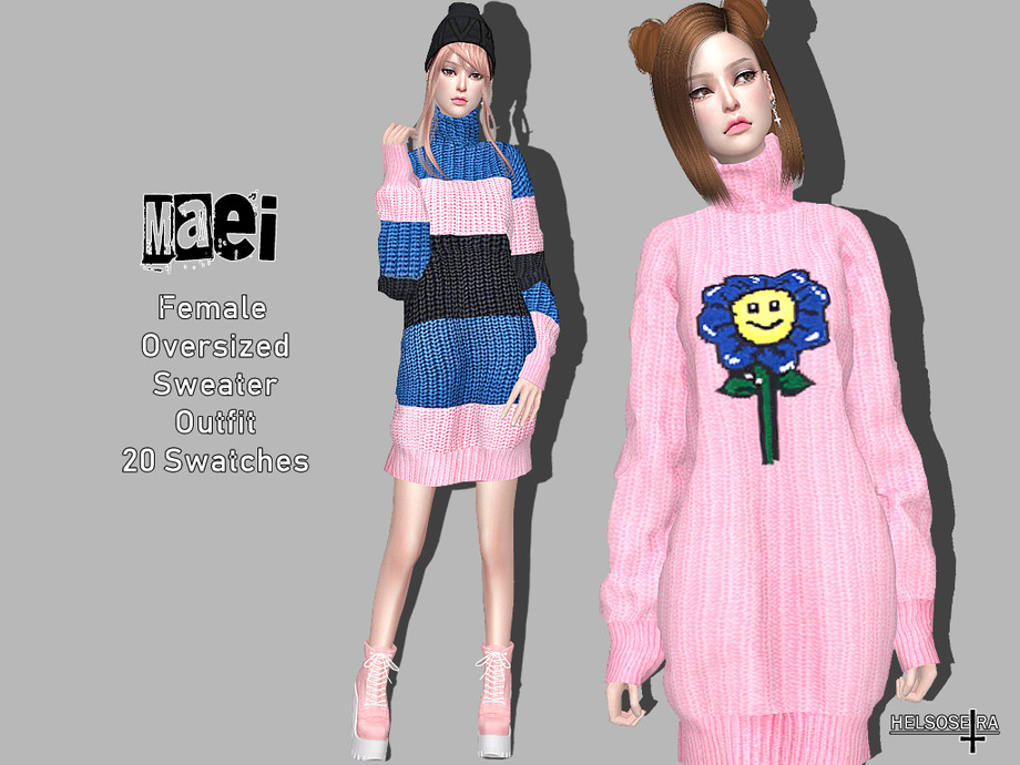 The Sims Resource - MAEI - Oversized Sweater - Outfit