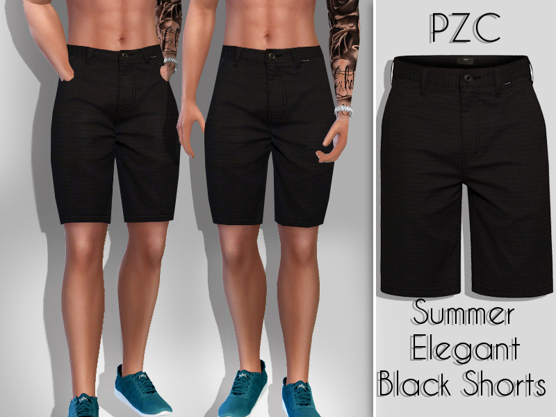 The Sims Resource - Summer Elegant Black Shorts For Him
