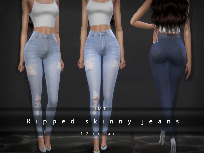 The Sims Resource - JMT ripped skinny jeans