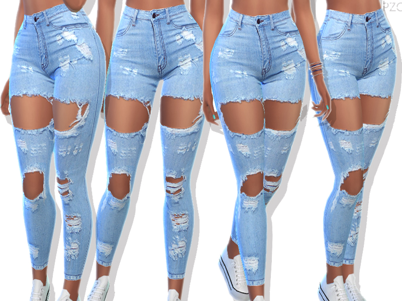 The Sims Resource - Ripped Denim Jeans 049