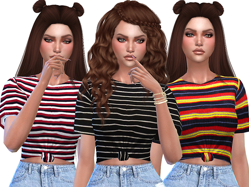 The Sims Resource - Cute Striped T-shirts Collection