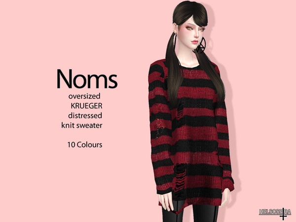 The Sims Resource - NOMS - [Fixed] Oversized Knit Sweater