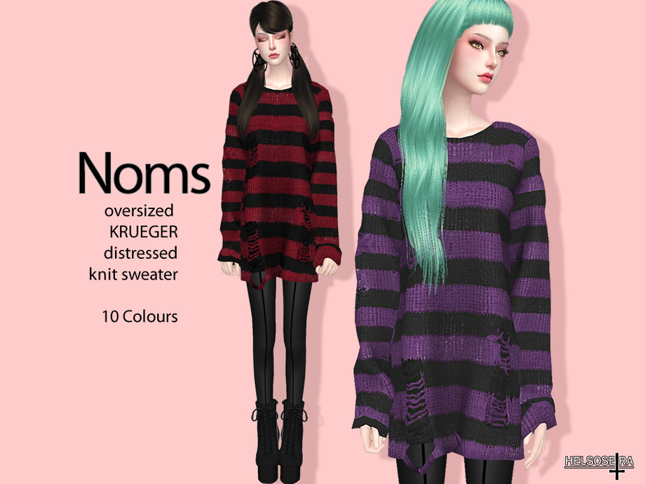 The Sims Resource - NOMS - [Fixed] Oversized Knit Sweater