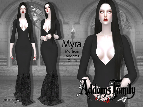 The Sims Resource - MYRA - Morticia Addams Dress