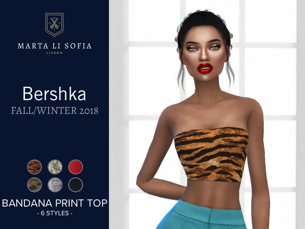 The Sims Resource - Marta Li Bershka animal print bandana top