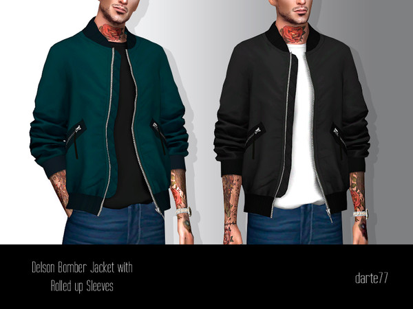 The Sims Resource - Bomber Jacket with Rolled up Sleeves