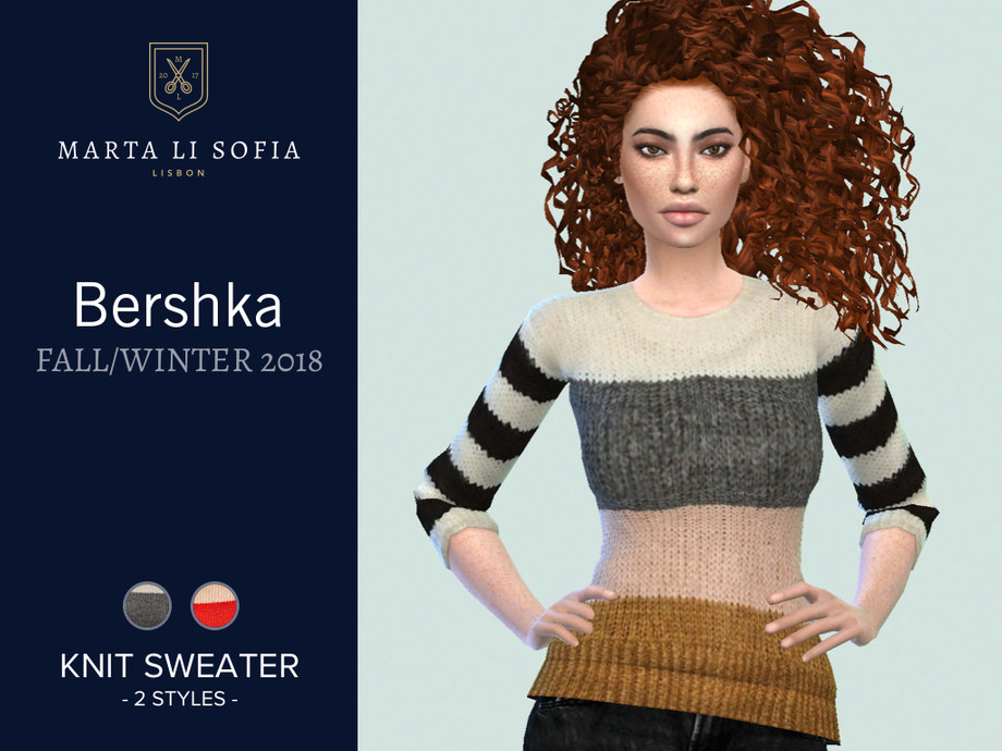 The Sims Resource - Marta Li Bershka Knit colour block sweater