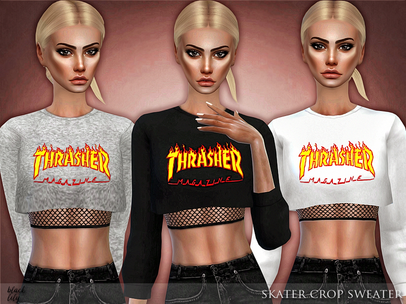 The Sims Resource - Skater Crop Sweater