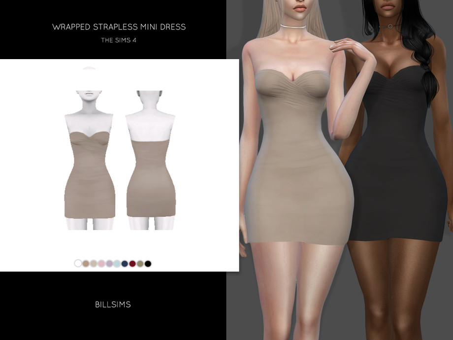 The Sims Resource - Wrapped Strapless Mini Dress