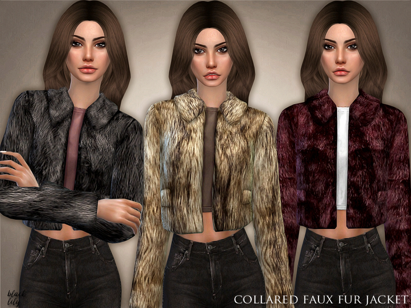 The Sims Resource - Collared Faux Fur Jacket