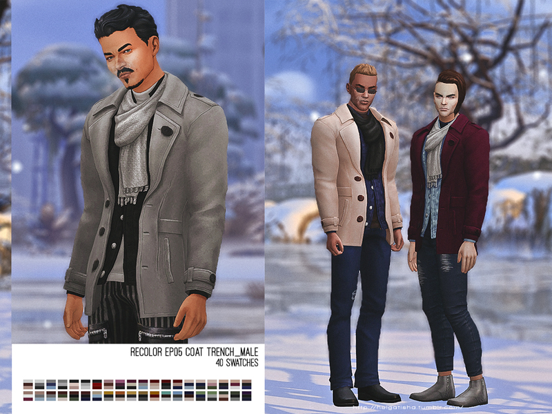 The Sims Resource - helgatisha Recolor EP05 Coat Trench male