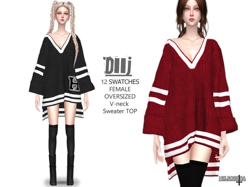 The Sims Resource - DIIJ - Oversized Sweater Top