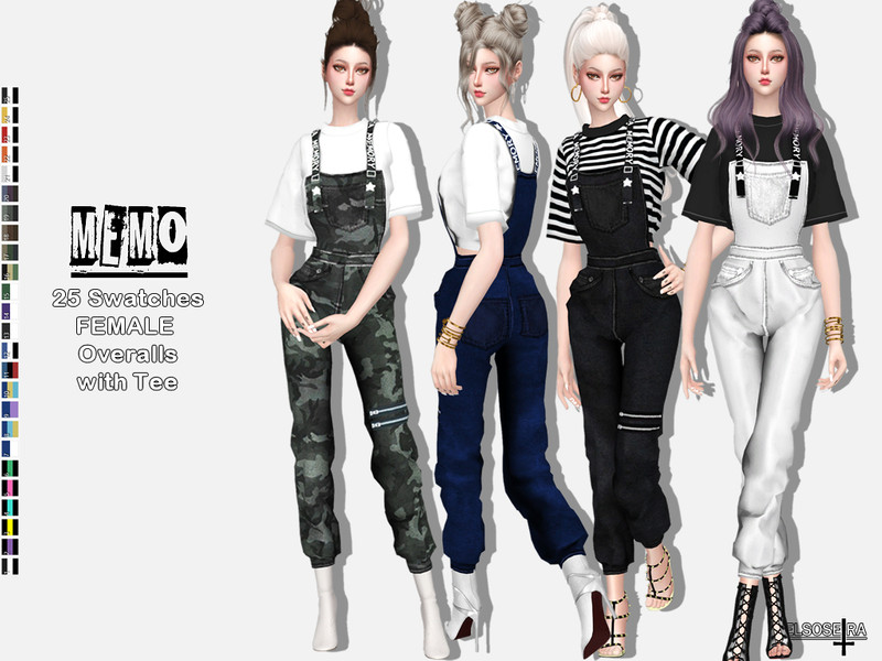 The Sims Resource - MEMO - Overalls with Tee