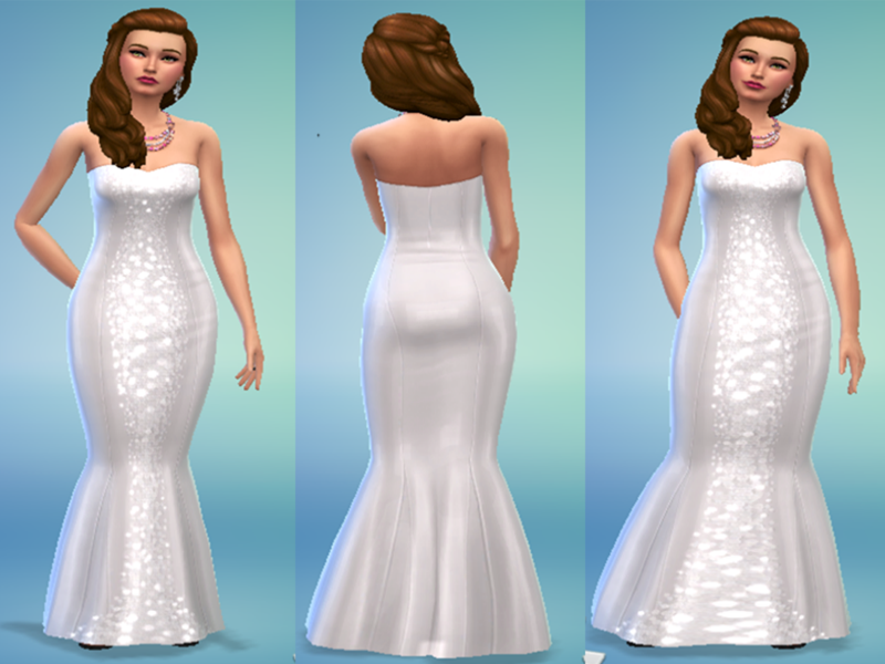 The Sims Resource - Strapless Wedding Dress