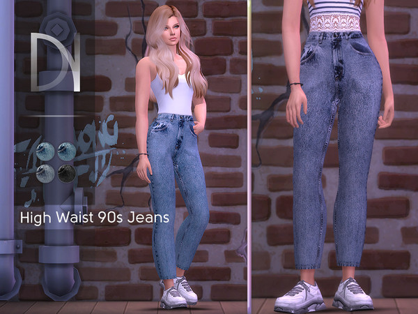 The Sims Resource - High Waist 90s Jeans [HQ]
