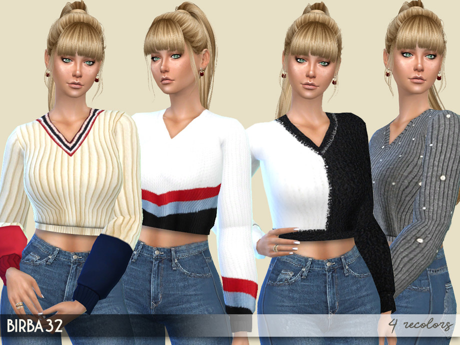 The Sims Resource - Wool V-neck sweater