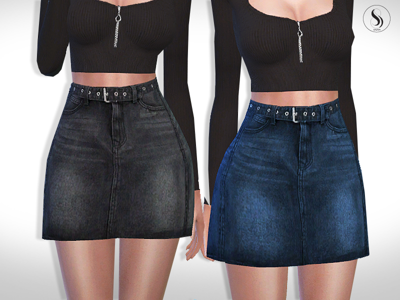 The Sims Resource - A Line Denim Mini Skirt