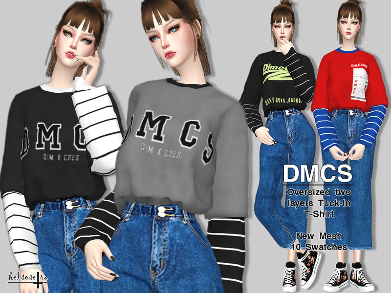 The Sims Resource - DMCS - 2 Layers Oversized Tee