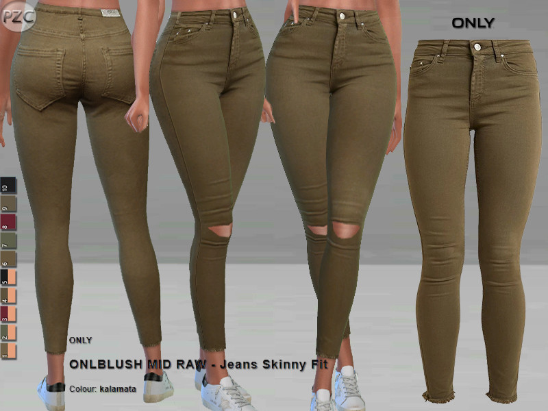 The Sims Resource - Only-Blush Mid Raw Jeans Skinny Fit