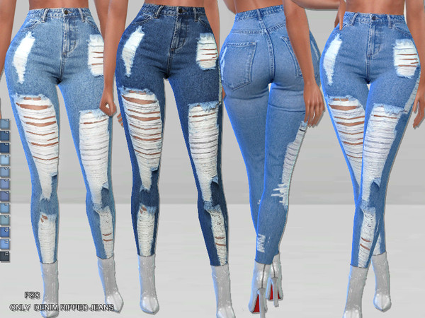The Sims Resource - Only-Denim Ripped Jeans