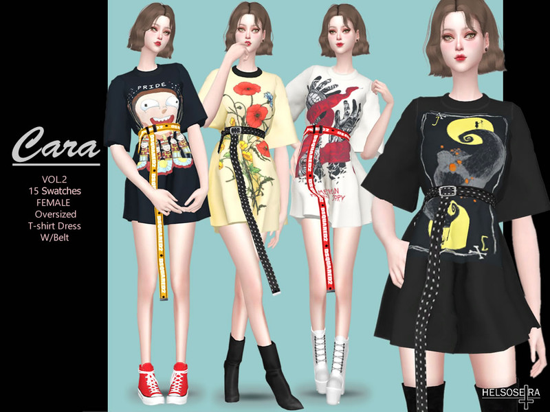 The Sims Resource - CARA - Vol.2 - Oversize Tee Dress