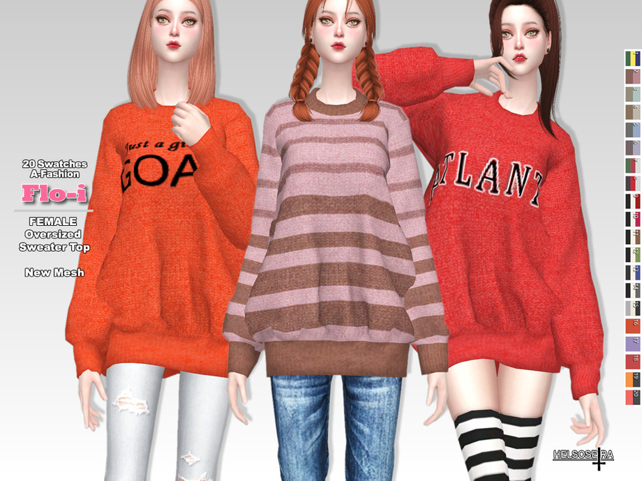 The Sims Resource - FLOI - Oversized Sweater Top