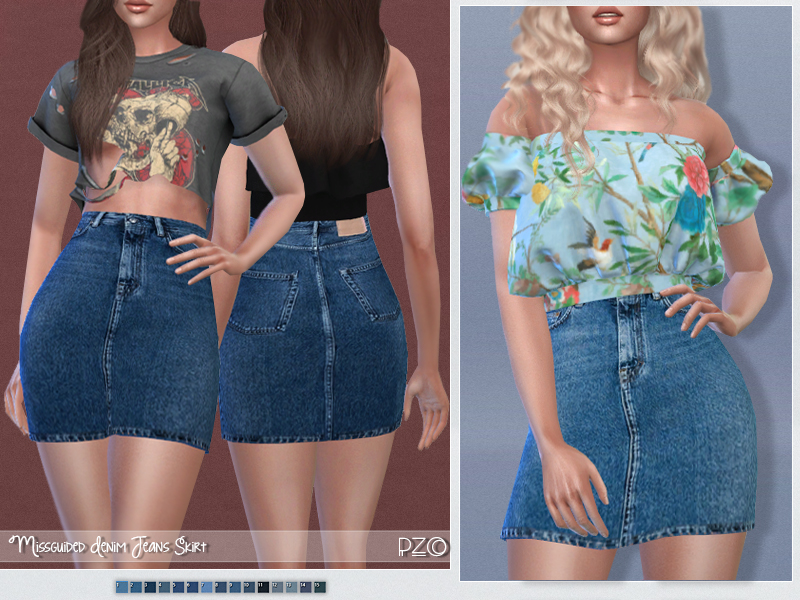 The Sims Resource - MissGuided Denim Jeans Skirt