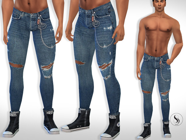 The Sims Resource - Men Cropped Jeans