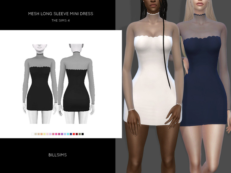The Sims Resource - Mesh Long Sleeve Mini Dress