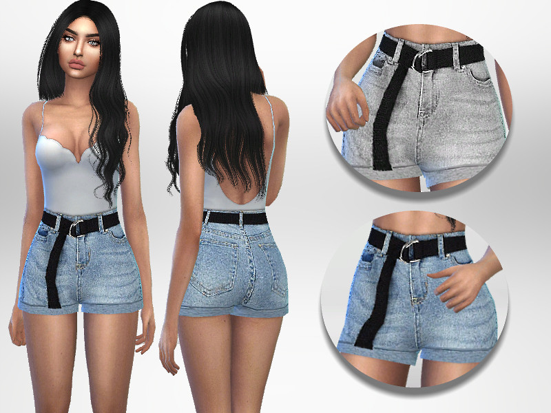 The Sims Resource - Belted Shorts