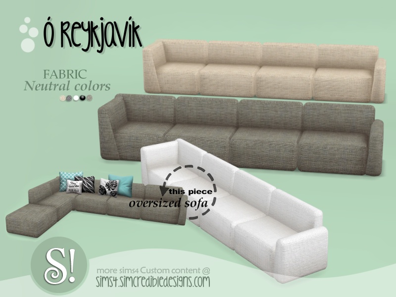 The Sims Resource - Oh Reykjavik oversized sofa (neutral tones)