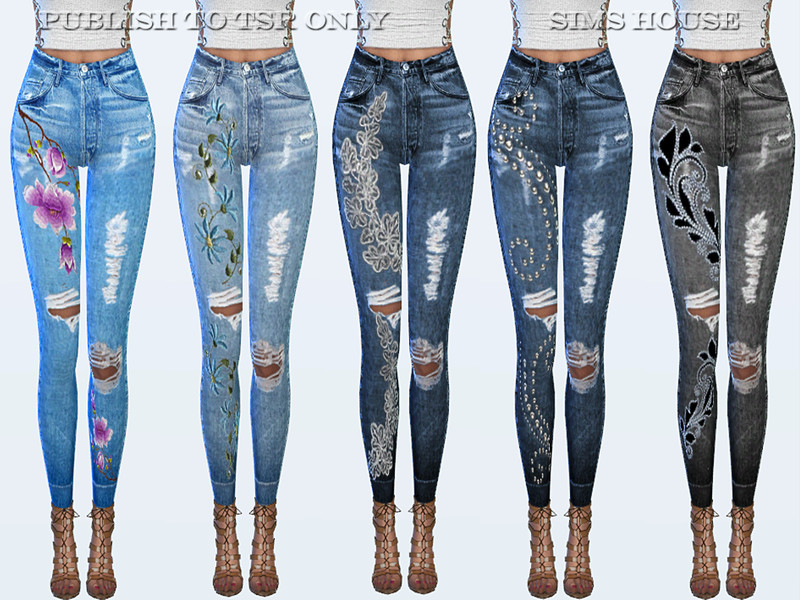 The Sims Resource - Jeans with embroidery