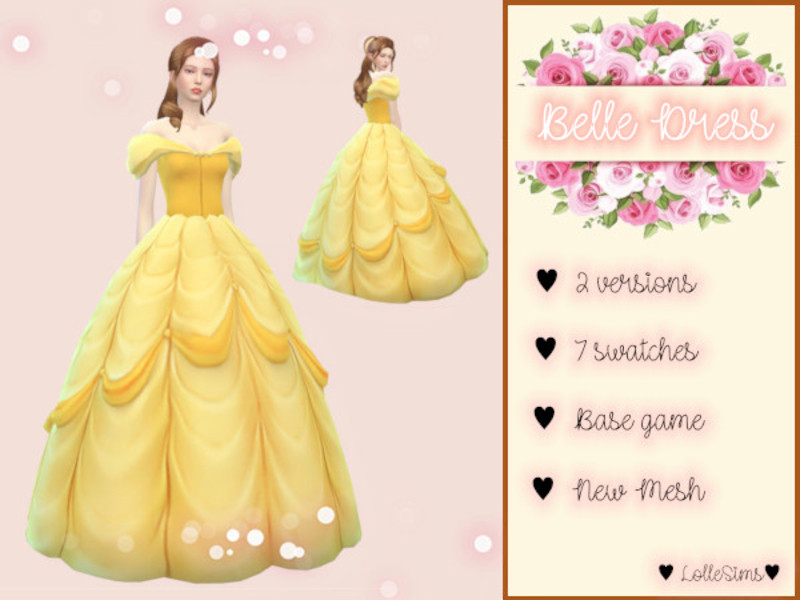 The Sims Resource - Princess Belle Dress (2 versions)