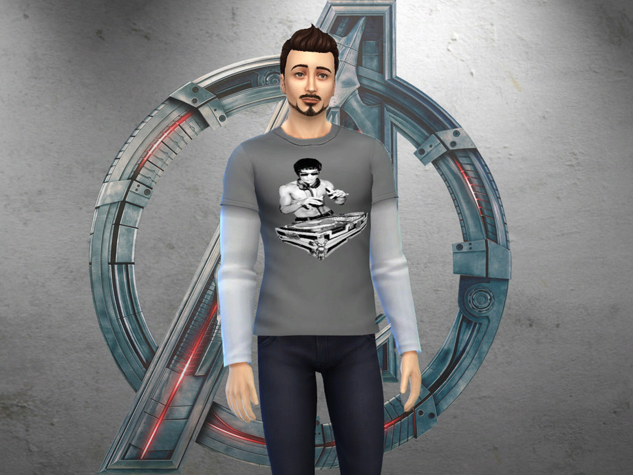 The Sims Resource - Tony Stark | Age of Ultron - DJ Bruce Lee T-shirt.