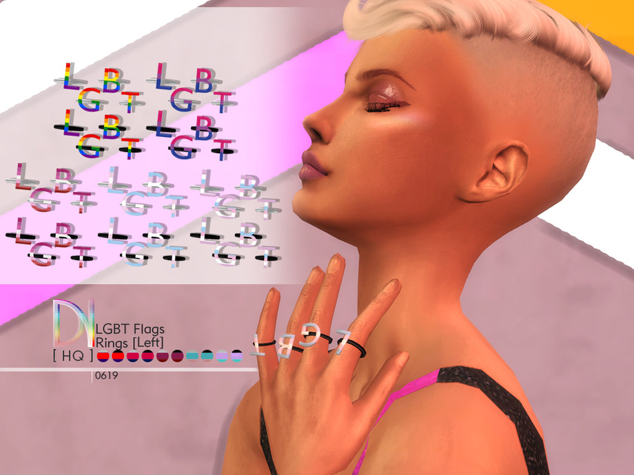 The Sims Resource - Pride Collection 19' - LGBT Rings [Left]