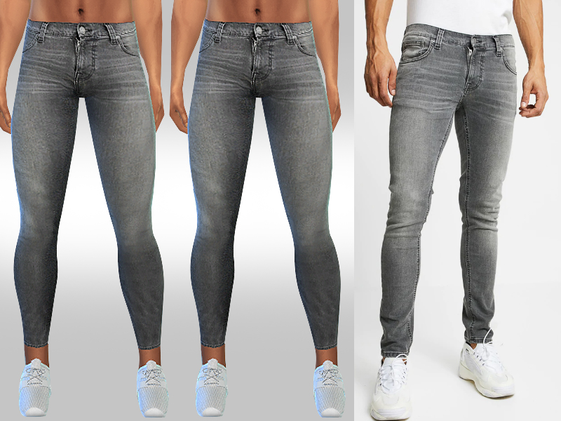 The Sims Resource - Men Grey Skinny Fit Jeans