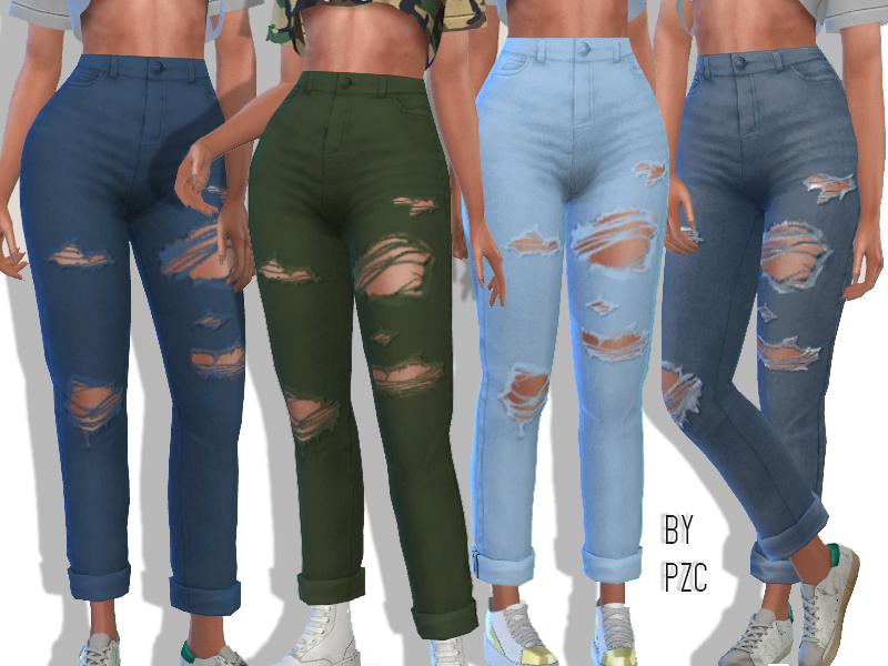 The Sims Resource - High Waisted Ripped Boyfriend Jeans