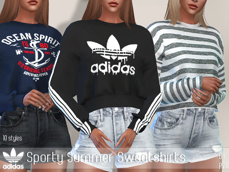 The Sims Resource - PZC- Sporty Summer Sweatshirts (mesh required)