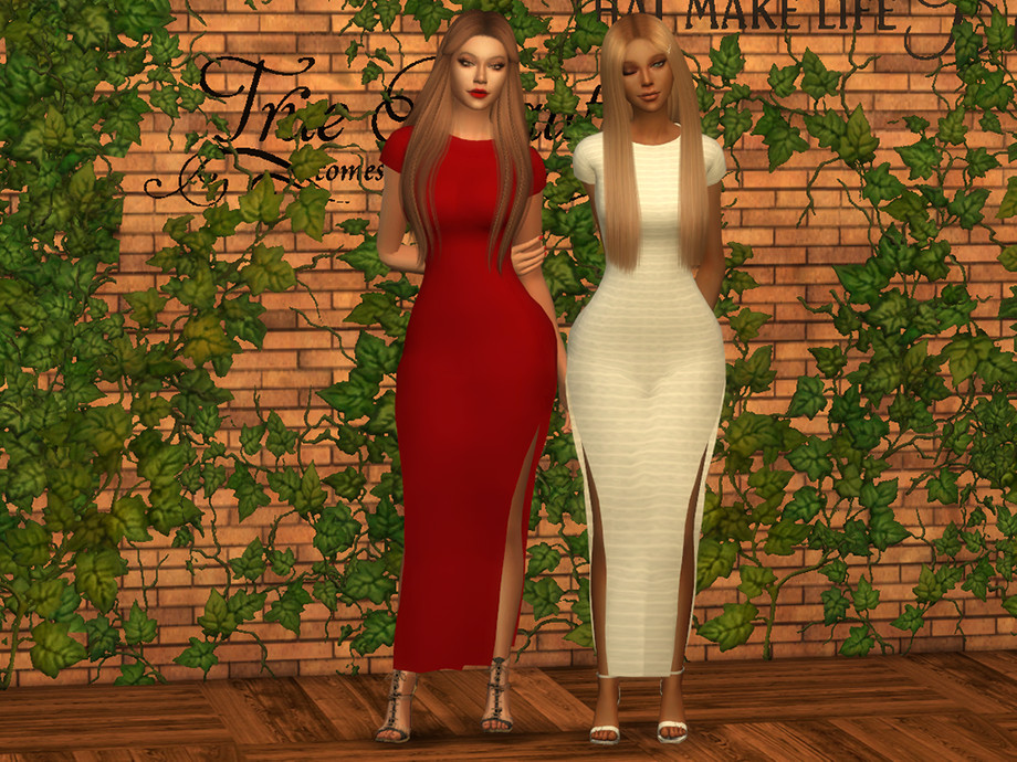 The Sims Resource - Grace Double Slit Dress
