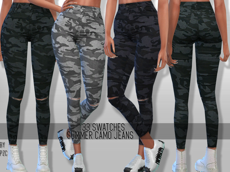 The Sims Resource - PZC-Summer Camo Jeans