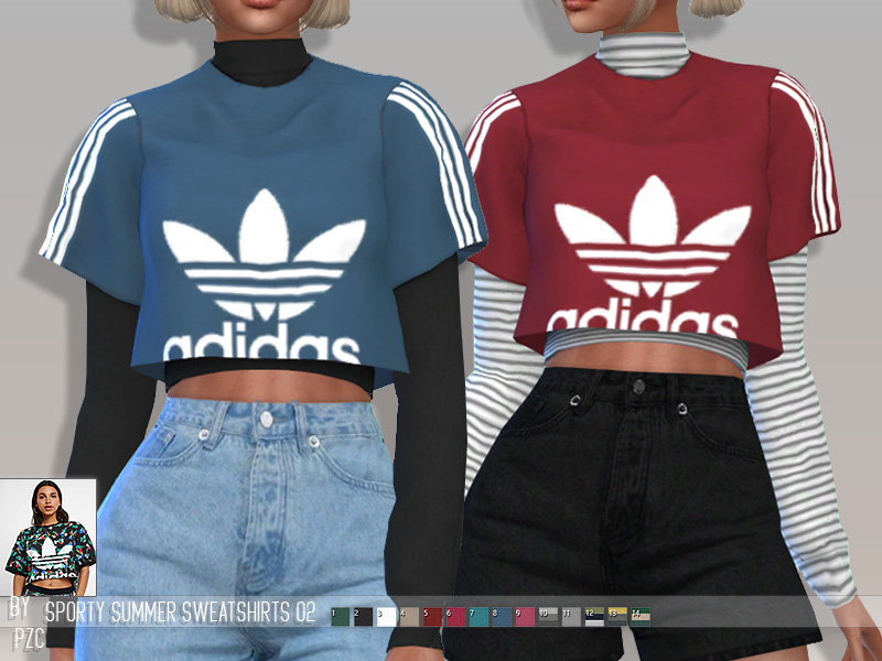 The Sims Resource - Sporty Summer Sweatshirts 02(mesh required)