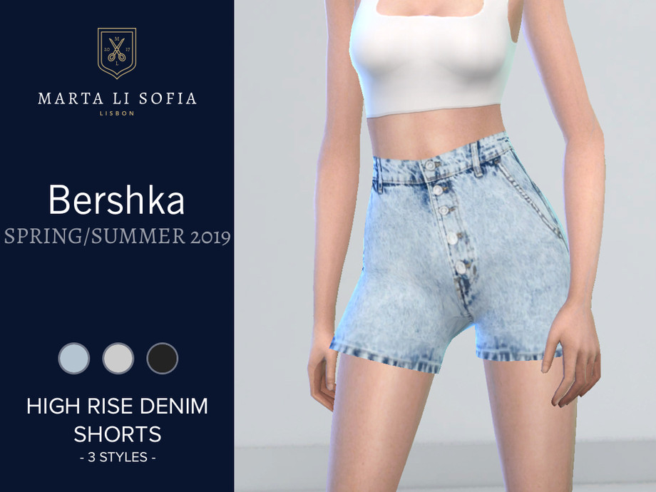 The Sims Resource - Marta Li Bershka High Rise Denim Shorts