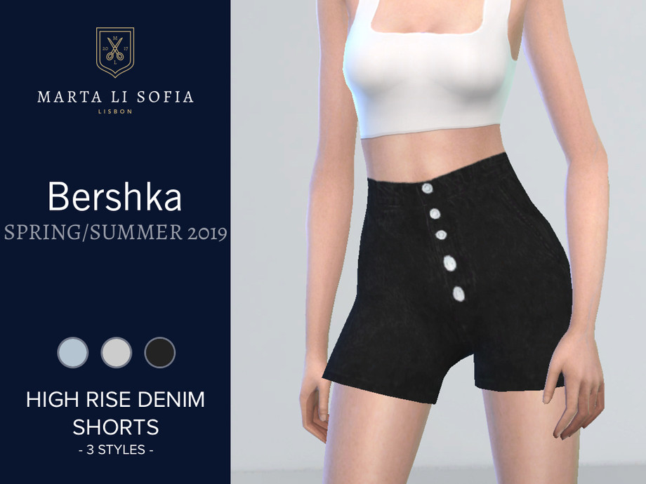 The Sims Resource - Marta Li Bershka High Rise Denim Shorts