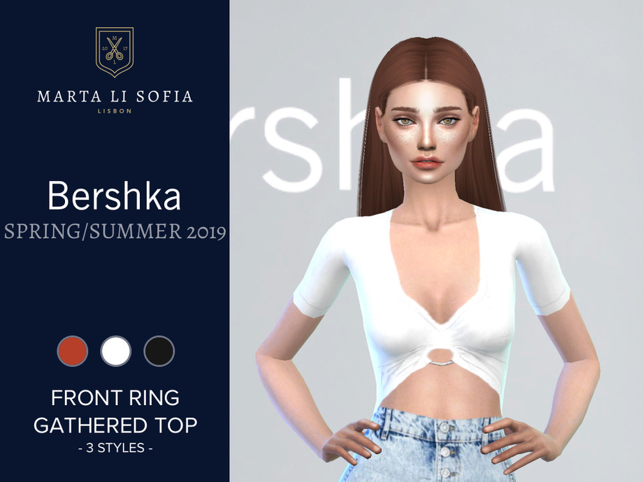 The Sims Resource - Marta Li Bershka Jersey Front Ring Gathered Crop Top