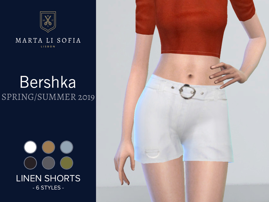 The Sims Resource - Marta Li Bershka Linen Safari Shorts