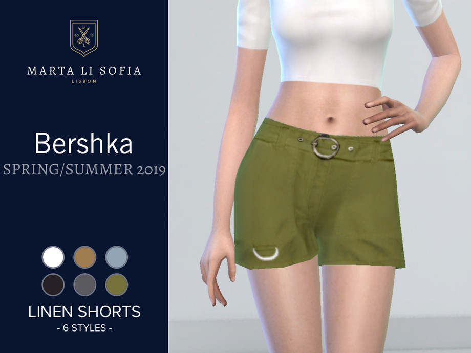 The Sims Resource - Marta Li Bershka Linen Safari Shorts